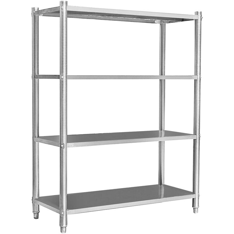 Edelstahlregal Gastro Schwerlastregal 155x120x50cm aus 201 Edelstahl Küchenregal Vorratsregal Lagerregal für Küche Werkstatt und Keller - Wiltec