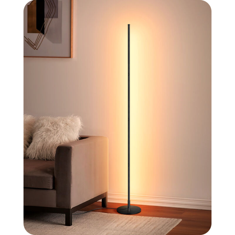 EDISHINE Stehlampe Wohnzimmer 3000K, LED Stehlampe Dimmbar mit Memory-Funktion, höhenverstellbar 146 cm, Schwarz