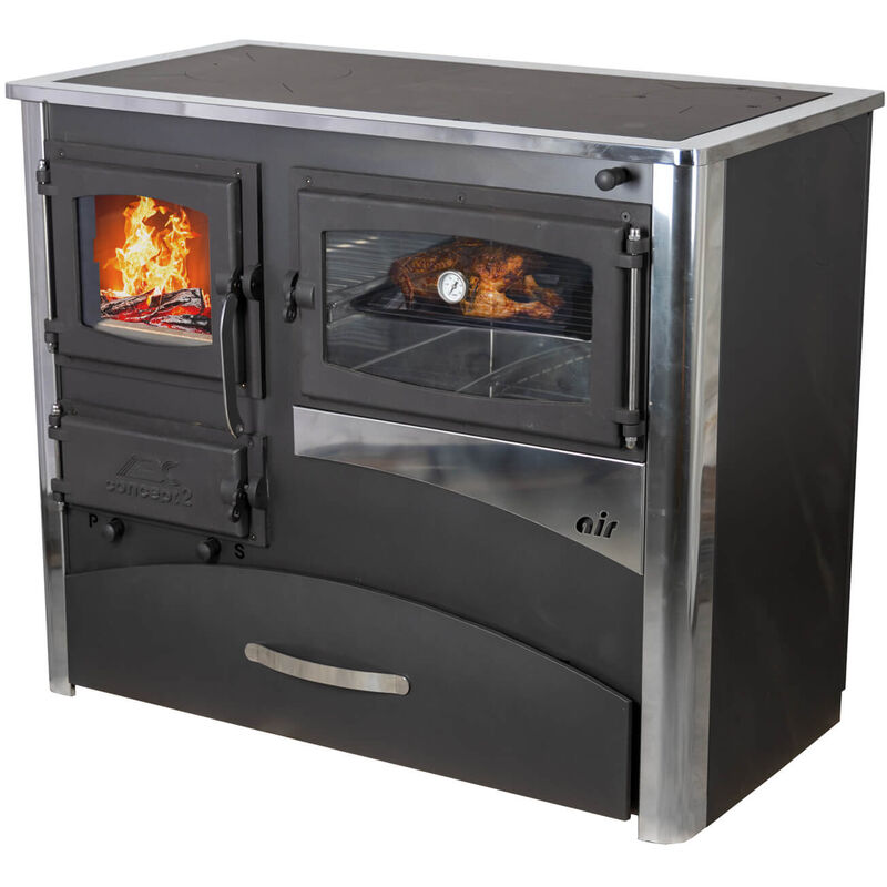 Eek a Kaminofen mit Backfach und Herdplatte ABC Concept 2 Air Rechts Mehrfachbelegung Holzofen 11,6 kW Kamin Ofen Holz Werkstattofen Schwedenofen