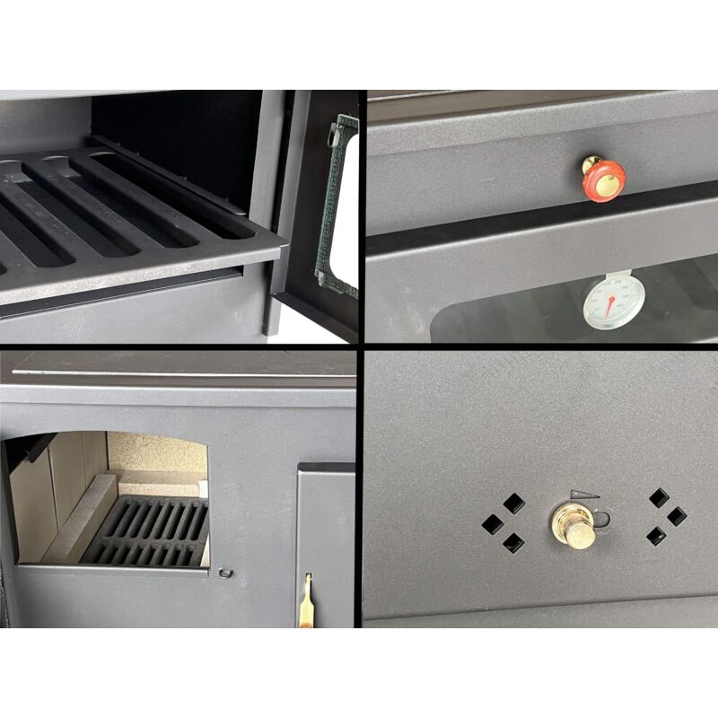 Eek a Kaminofen mit Backfach und Herdplatte Alegra 93894 6 kW Kamin Mehrfachbelegung Holzofen Ofen Holz Holzherd Küchenhexe Kochplatte Küchenofen