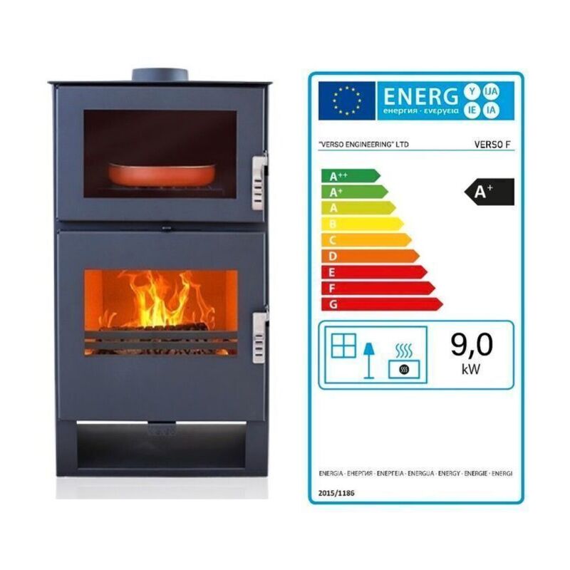 Verso - eek a+ - Kochen Kaminofen Holzofen mit Backofen Kamin f - 9 kw