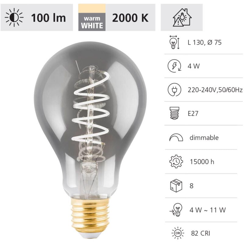 Eglo - led Leuchtmittel Birne E27 4W rauch Leuchtmittel