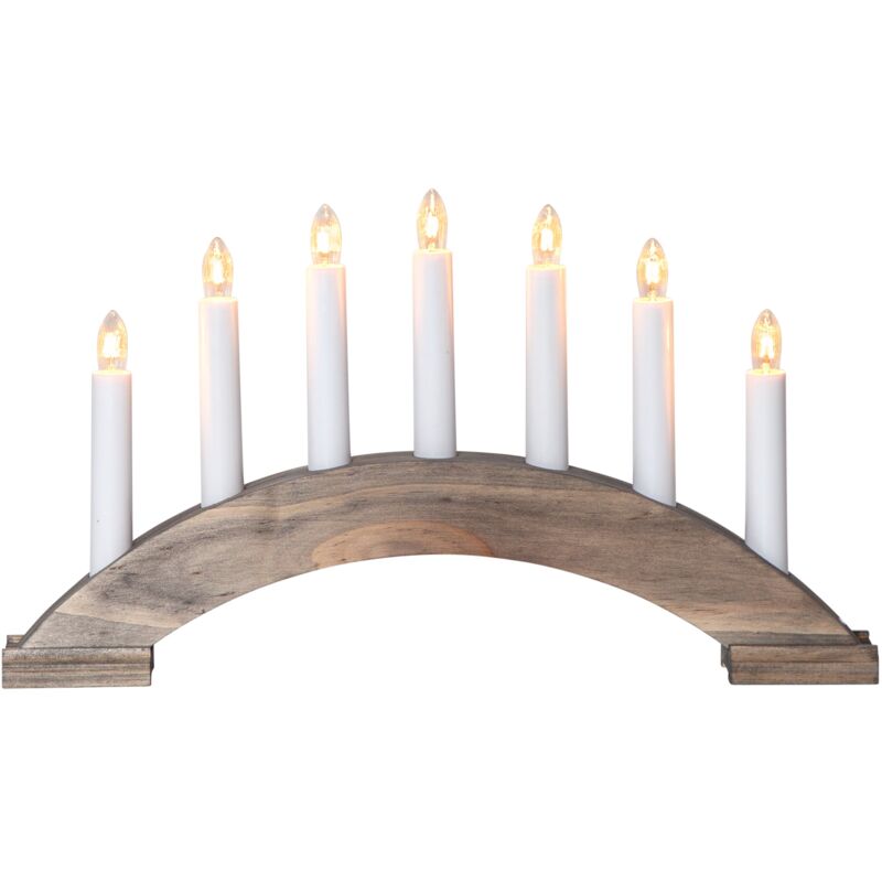 EGLO Lichterbogen Weihnachten mit 7 Kerzen, Fensterleuchter gebogen aus Holz in Braun, Schwibbogen mit Kabel, Weihnachtsbeleuchtung Fenster, E10