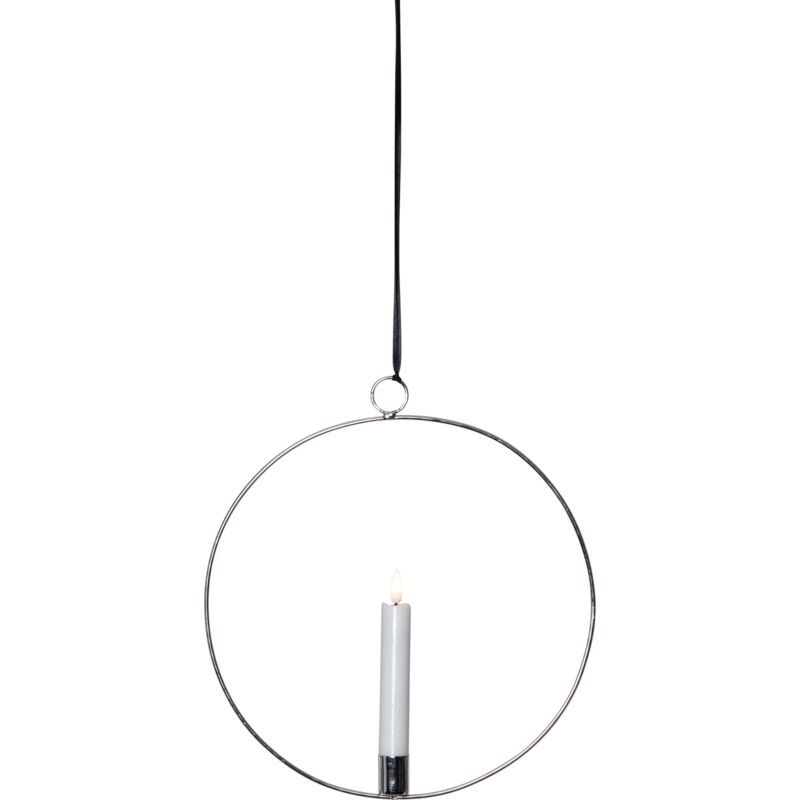 Eglo led Weihnachtsdeko Kerze mit Deko Ring, Hängedekoration Weihnachten mit Timer, Fenster Kerzenring hängend aus Metall in Silber und Echtwachs,