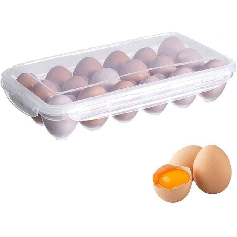 Eierbox, 18 Fächer, Kühlschrank-Eieraufbewahrungsbox mit Deckel, Eierablage, Kühlschrank-Eierhalter, Eieraufbewahrungsbehälter, Kunststoff,