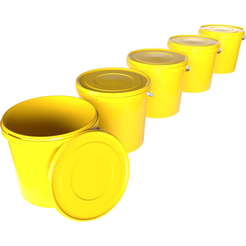 Eimer mit Deckel 10 Liter in Gelb - 5 Stück