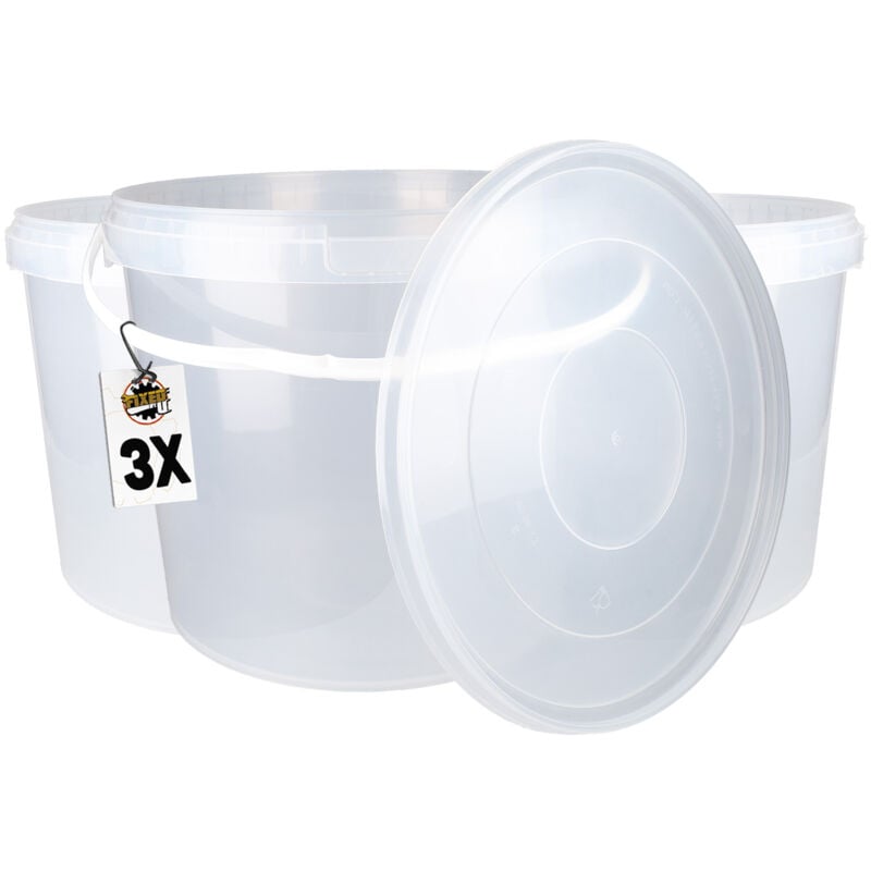 Eimer mit Deckel 10 Liter in Transparent - 3 Stück