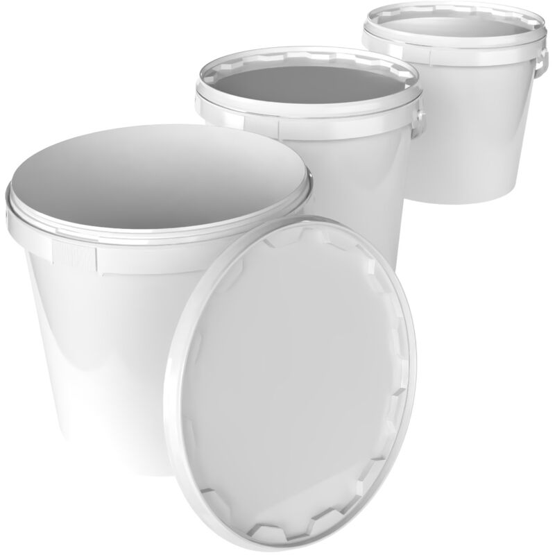 Eimer mit Deckel 20 l Lebensmittelecht Weiß pp 3 Stück