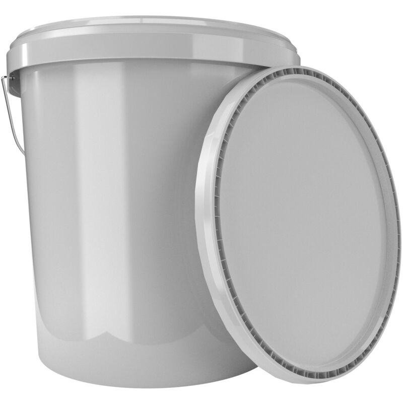 Fixedbyu - Eimer mit Deckel 16 Liter grau - lebensmittelecht, luftdicht, stabil,recycelbar