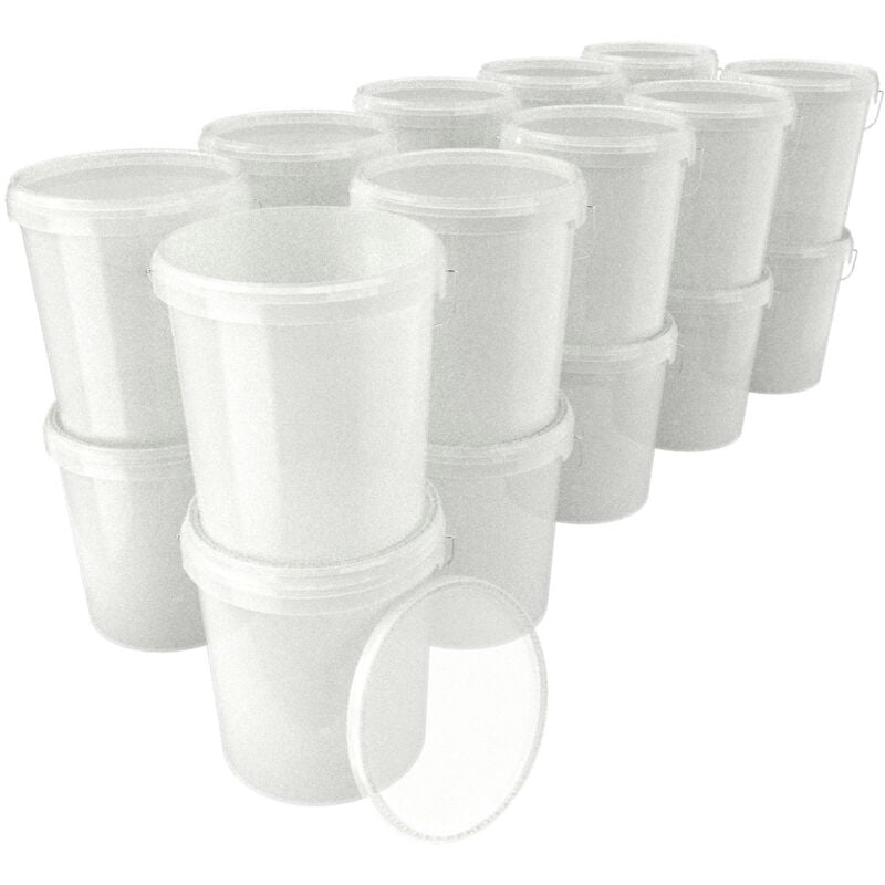 Fixedbyu - 20 Eimer mit Deckel Kunststoff Leereimer 15,9l lebensmittelecht transparent