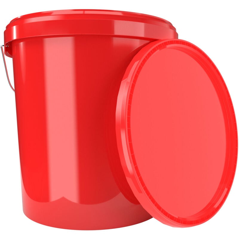 Fixedbyu - Eimer mit Deckel Kunststoff Leereimer Griff 15,9l lebensmittelecht rot