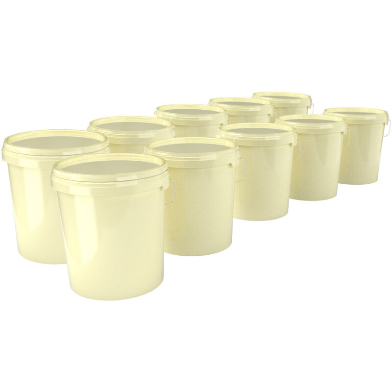 10 Eimer mit Deckel Kunststoff Leereimer Griff 15,9l lebensmittelecht elfenbein