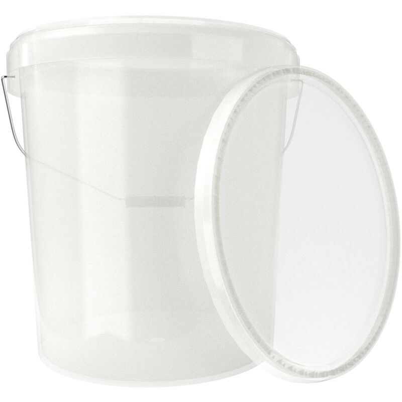Fixedbyu - Eimer mit Deckel Kunststoff Leereimer Griff 15,9l lebensmittelecht transparent