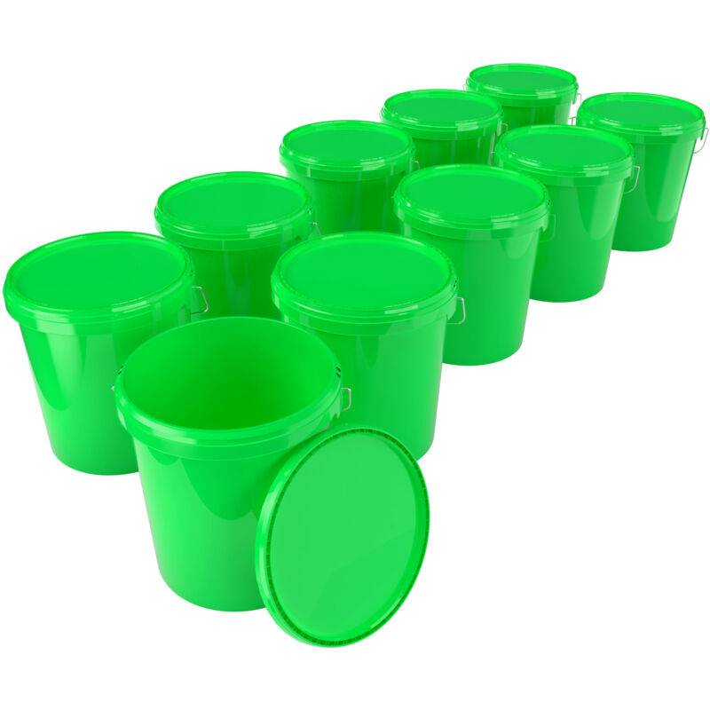 Fixedbyu - 10x Eimerset für Lebensmittel- und Chemieindustrie, 15,9 Liter Fassungsvermögen, grün