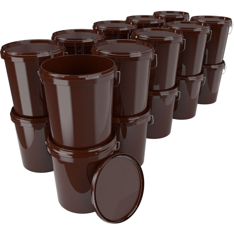 20x Eimerset für Lebensmittel- und Chemieindustrie, 15,9 Liter Fassungsvermögen, braun