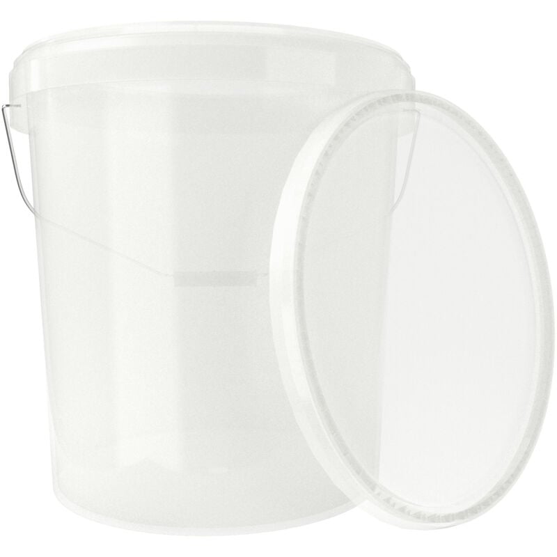 Fixedbyu - Eimer mit Deckel Kunststoff Leereimer Griff 15,9l lebensmittelecht natur Farbe