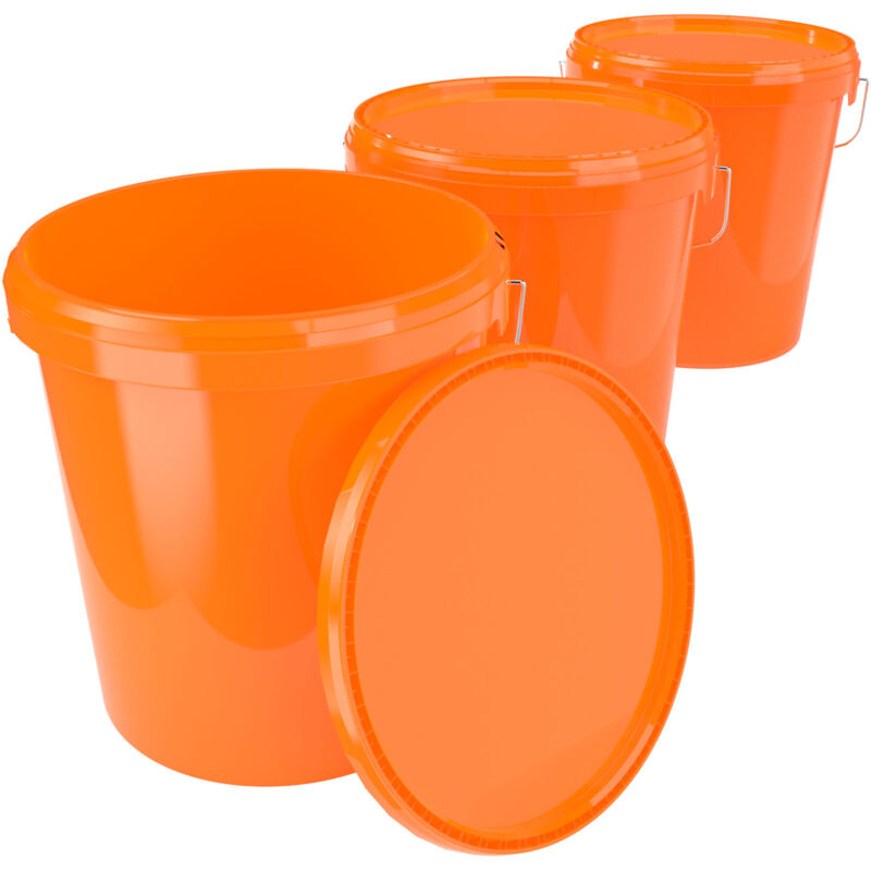 Fixedbyu - 3x Eimer mit Deckel Kunststoff Leereimer Griff 15,9l lebensmittelecht