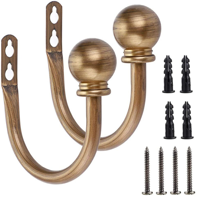 Ein Paar leichte Metall-Gardinenhaken – Retro-Wandhalterungen für Gardinen, Raffhalter, Gardinenquasten und Raffhalter
