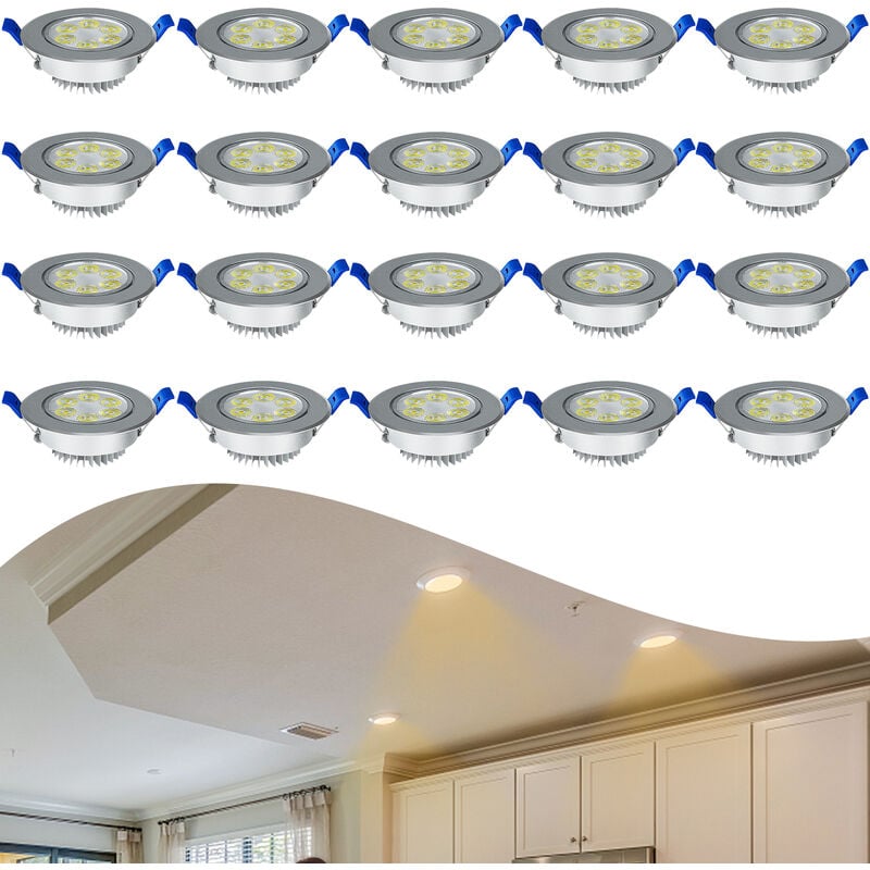 Einbauspots Einbaustrahler fürs Bad Einbaustrahler led Deckenstrahler Einbauleuchten 20X3W Warmweiß Ultra Flach Einbauspot DeckenSpot Downlights