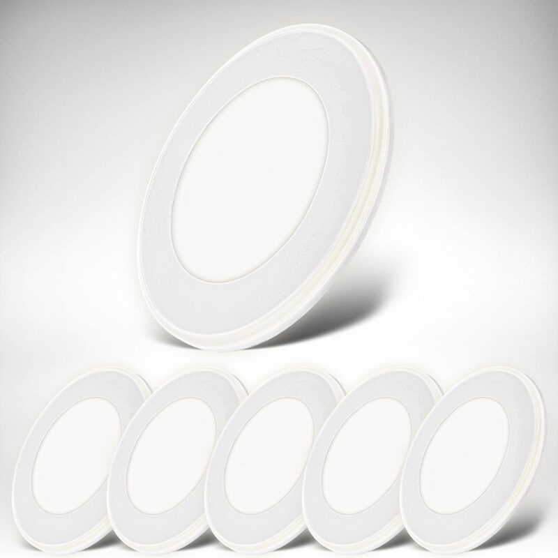 B.k.licht - Einbaustrahler 68mm 6er Set - 230V, 4,9W, 425ml, led, Nachtlichtring, warmweiß, weiß