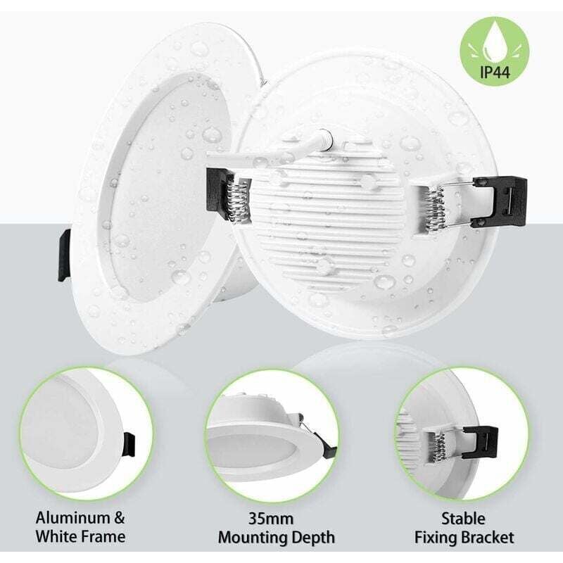 Einbaustrahler Wand und Decke 10er Set Extra Flache LED Einbaustrahler, IP44 LED Badstrahler, 5W 310LM Neutralweiß 4000K, Ultradünn 35mm, Extra