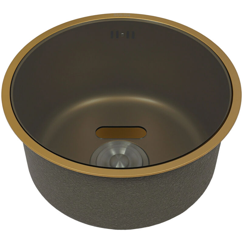 Einfaches Spülbecken, Spülbecken für Wohnmobile, rundes Spülbecken in Gold, Spülbecken aus Edelstahl Camping-Spülbecken, rund, 40 cm, für Wohnmobile