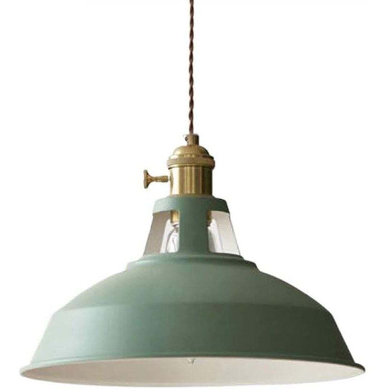 Einflammiger grüner Kronleuchter im nordischen Design, E27, moderner und schlichter Restaurant-Kronleuchter, Kupferlampenschirm