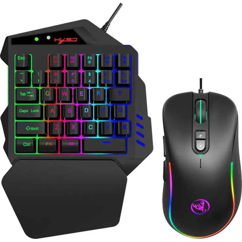 Einhand-Gaming-Tastatur und J300-Maus, sechs DPI-Stufen, RGB-Beleuchtung, Komplettset für Videospiele und E-Sport