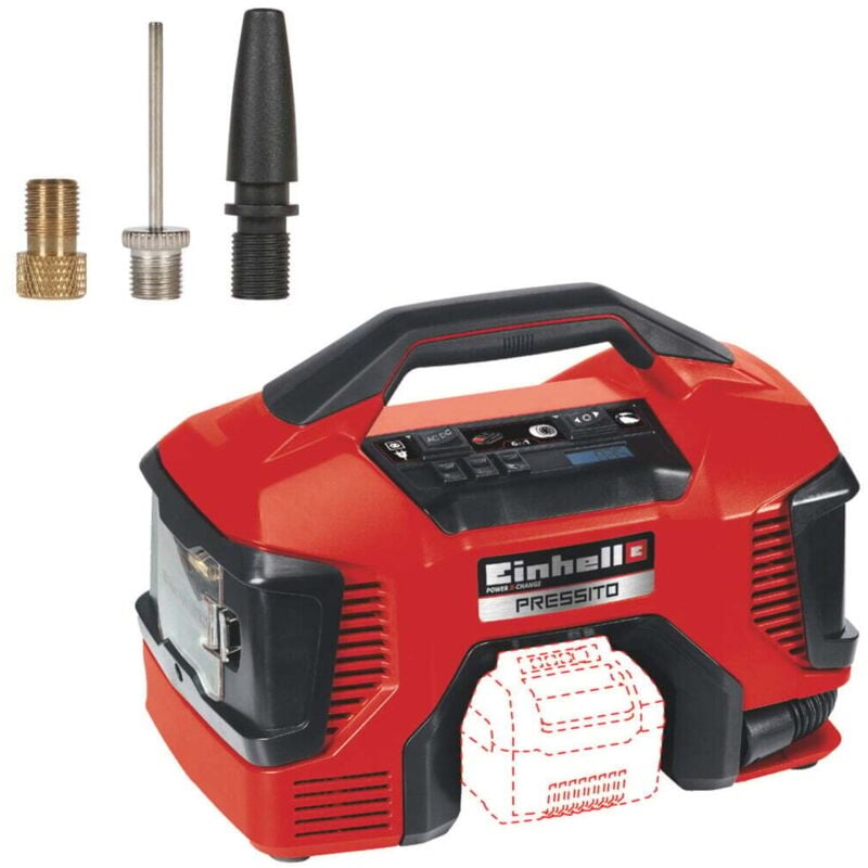 Einhell - Akku-Kompressor pressito Power X-Change (18 v, max. 11 bar, 31 cm Schlauchlänge, inkl. 3-tlg. Adapter-Set, ohne Akku)