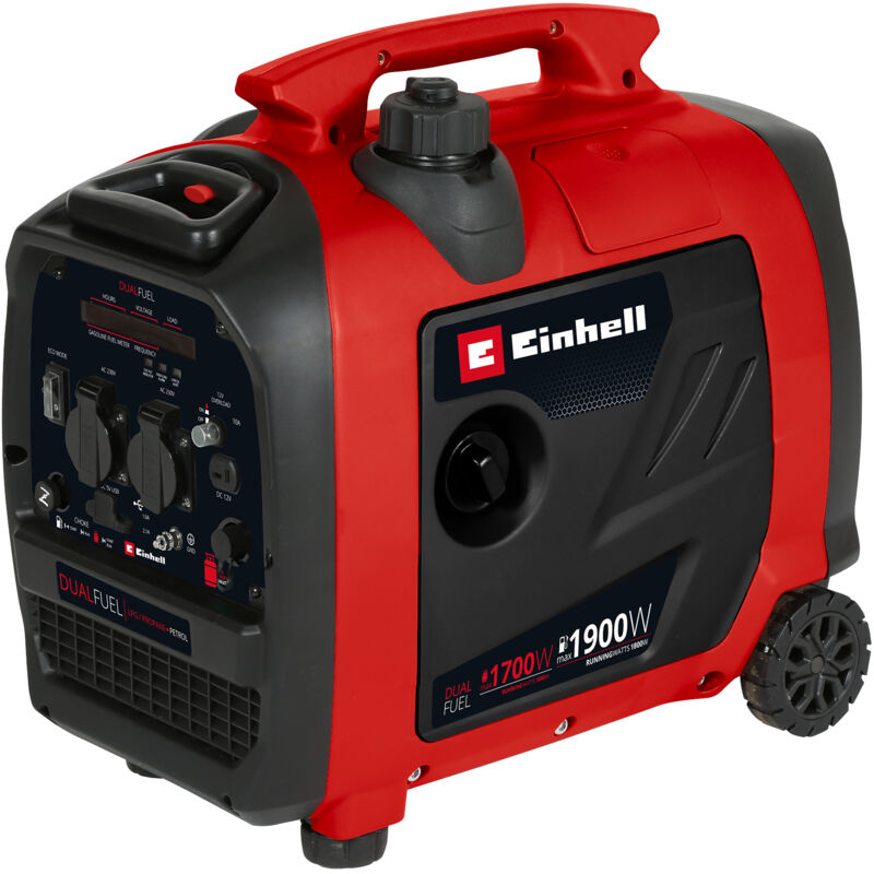 Einhell Stromerzeuger (Benzin/Gas) TE-IG 1900 DF (1800/1600 W Dauerleistung, max. 1900/1700 W, 4,2 L Tank, Inverter, 4-Takt-Motor, 2x 230 V, 2x