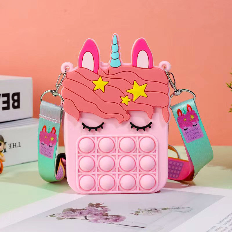 Einhorn-Pop-up-Tasche für Kinder und Erwachsene mit Pop-Fidget-Spielzeug für ADHS und Angstzustände, originelle und lustige Umhängetasche
