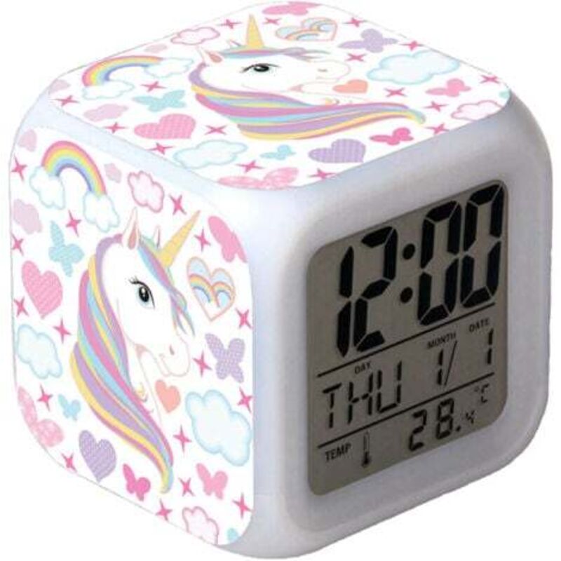 Einhorn Wecker für Kinder, Nachtlicht Wecker Mädchen Digitaler Wecker Geräuschloser Wecker für Schulanfänger, Kinderpartygeschenk/Geschenk zur