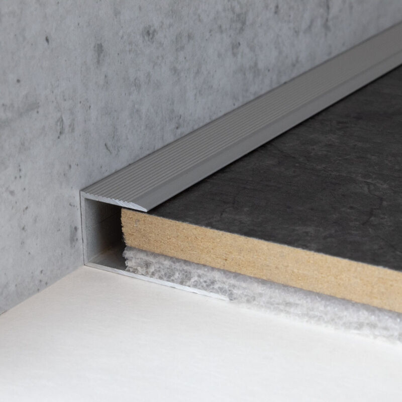 Auer - Einschubprofil 'Bancroft' für Parkett, 13,3 mm Einfasshöhe, Aluminium eloxiert, gebohrt-silber-1000