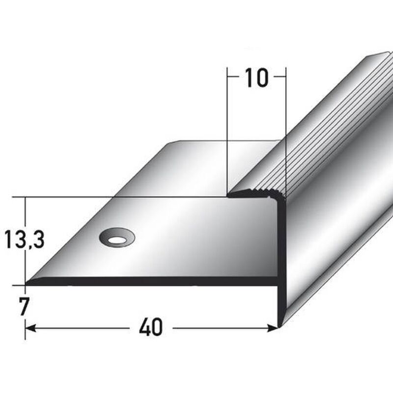 Auer - Einschubprofil 'Embrun', mit Nase für Parkett, 13,3 mm Einfasshöhe, Aluminium eloxiert, gebohrt-silber-1000