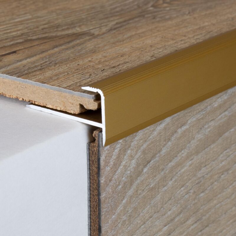 Auer - Einschubprofil 'Matane', mit Nase für Laminat / Parkett, 10,3 mm Einfasshöhe, Aluminium eloxiert, gebohrt-goldfarbig-1000