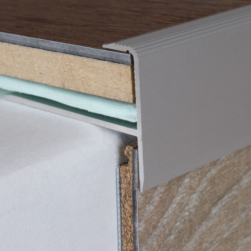 Auer - Einschubprofil 'Stirling', mit Nase für Parkett, 15,3 mm Einfasshöhe, Aluminium eloxiert, gebohrt-silber-1000