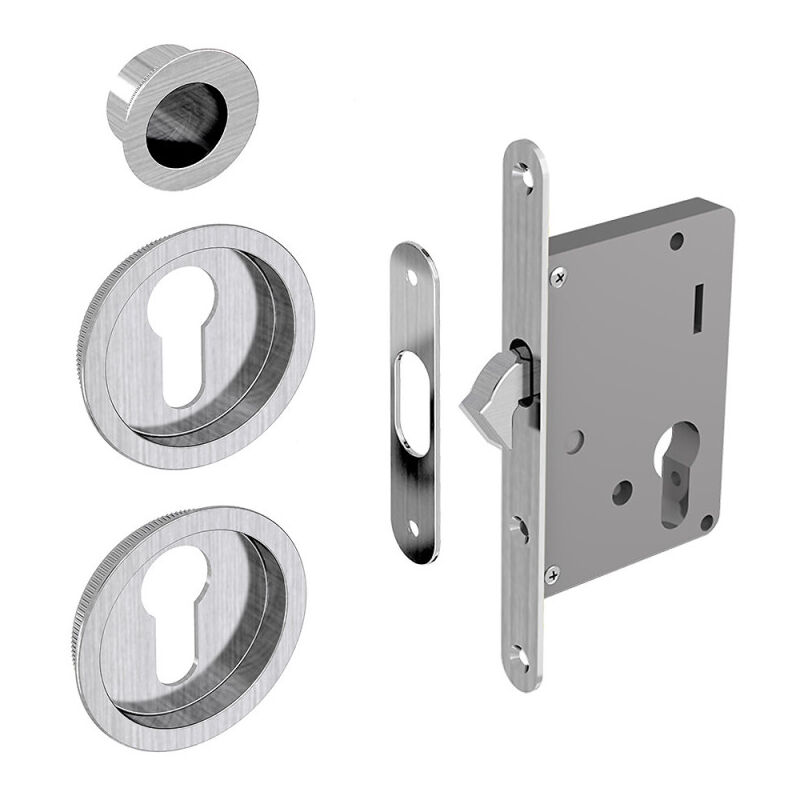 Slid'up By Mantion - Einsteckschloss Set für Schiebetüren, geeignet für Zylinder Yale, silber, Nickel gebürstet (ohne Zylinder)