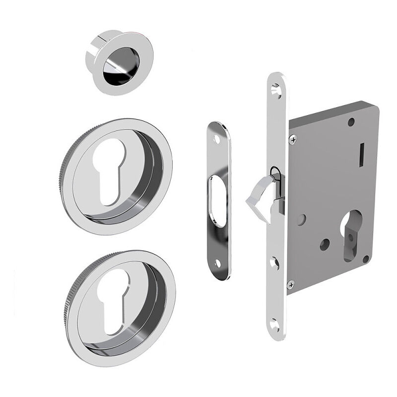 Slid'up By Mantion - Einsteckschloss Set für Schiebetüren, geeignet für Zylinder Yale, silber verchromt (ohne Zylinder)