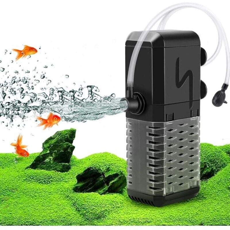 Einstellbarer Aquariumfilter, 600 l/h, Aquariumpumpe, extrem leiser Aquarium-Innenfilter, geeignet für Aquarien bis zu 200 l (6 w)