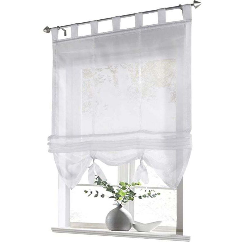 Einteiliges Raffrollo mit Schlaufen, Gardinen, Küche, transparent, Schlaufenrollo, Gardinen, moderner Voile (weiß, BxH 60 x 155 cm)