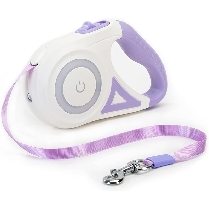 Memkey - Einziehbare Hundeleine, einfache Bremse und Verriegelung mit einem Knopf, ausziehbare Hundeleine mit LED-Taschenlampe (m, Seillänge 5 m,
