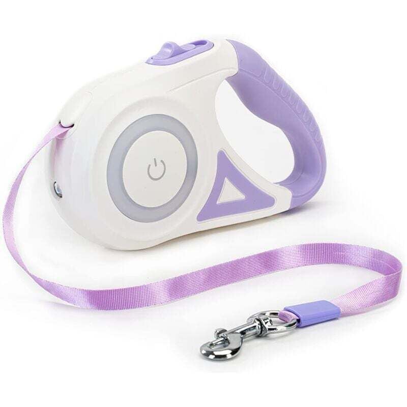 Odipie - Einziehbare Hundeleine, einfache Bremse und Verriegelung mit einem Knopf, ausziehbare Hundeleine mit LED-Taschenlampe (m, Seillänge 5 m,