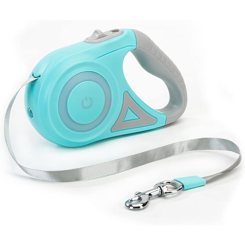 Odipie - Einziehbare Hundeleine, einfache Ein-Knopf-Bremse und Verriegelung, ausziehbare Hundeleine mit LED-Taschenlampe (m, Seillänge 5 m, grün)