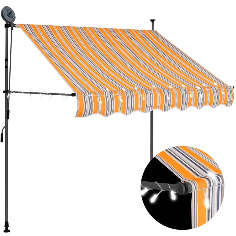 Einziehbare Markise Handbetrieben mit LED 200 cm Gelb und Blau vidaXL