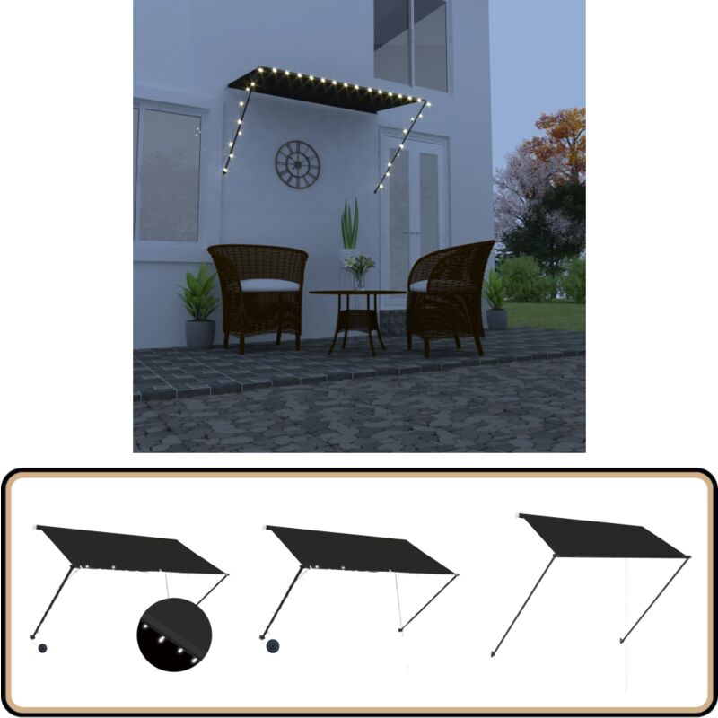 Vidaxl - Einziehbare Markise mit led 250×150 cm Anthrazit - Markise - Terrassenmarkise - Gartenzubehör - Sonnenblende - Outdoor Möbel