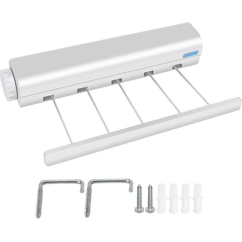 Einziehbare Wäscheleine, kompakte, ausziehbare, wandmontierte, tragbare Wäscheleine für Badezimmer, Wohnzimmer oder Terrassen, für den Innen- und