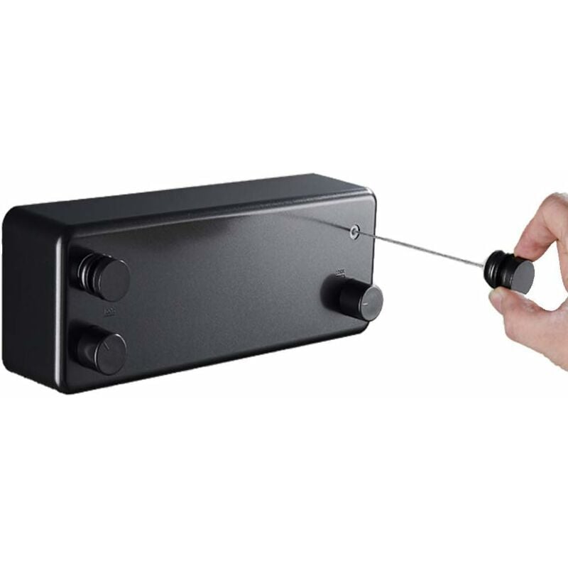 Einziehbare Wäscheleine, robuste Wäscheleine für den Innen- und Außenbereich, Doppelseil-Wäscheständer für Hotel, Zuhause, Balkon, Wäscherei (schwarz)