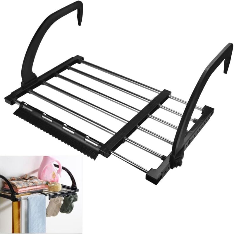 Einziehbarer Schnelltrockner, Edelstahl-Hängetrockner, Metall, 42–73 cm, Wäscheständer, Heizkörper, faltbarer Wäscheständer, Balkon, Wäscheständer