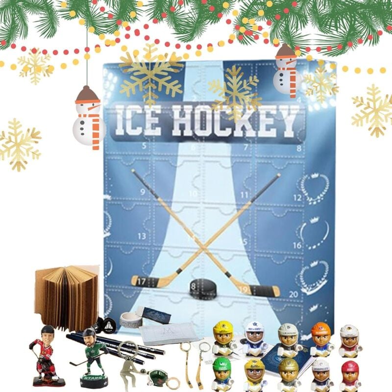 Eishockey-Adventskalender, 2024, Sport-Adventskalender für Männer, Eishockey-Figuren, Spielzeug-Adventskalender 2024,