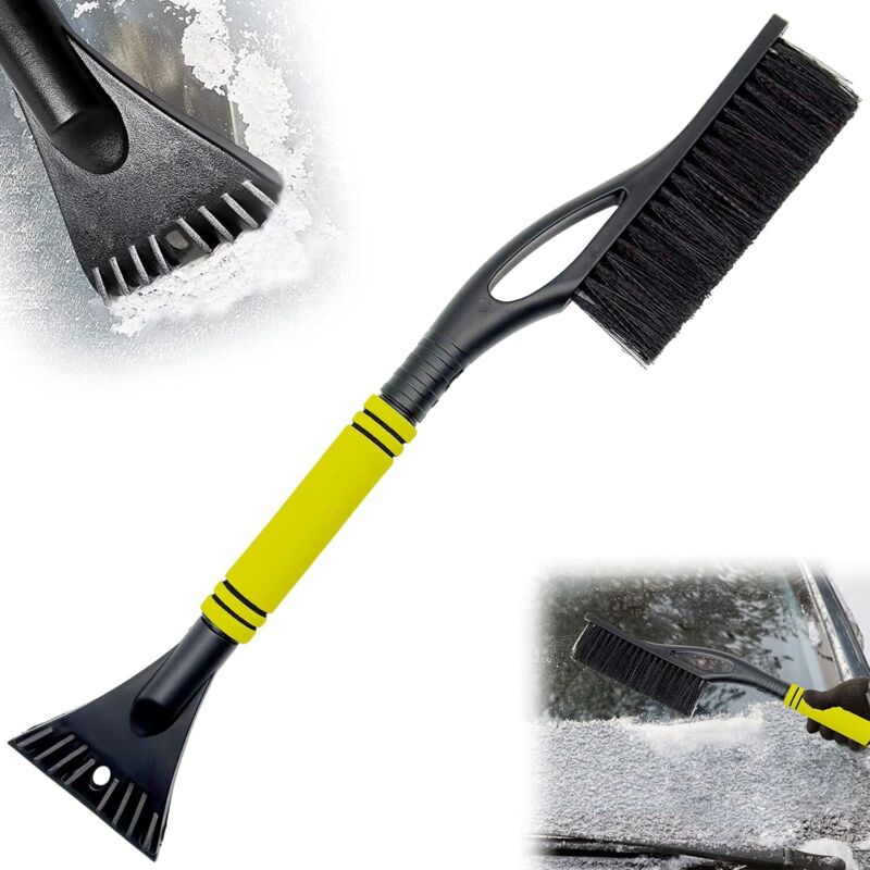 Eiskratzer und Schneebürste 2 in 1, Auto-Eiskratzer mit Bürste, Auto-Schneebürste, Auto-Schneebürstenschaber für Auto-Windschutzscheibenschaber
